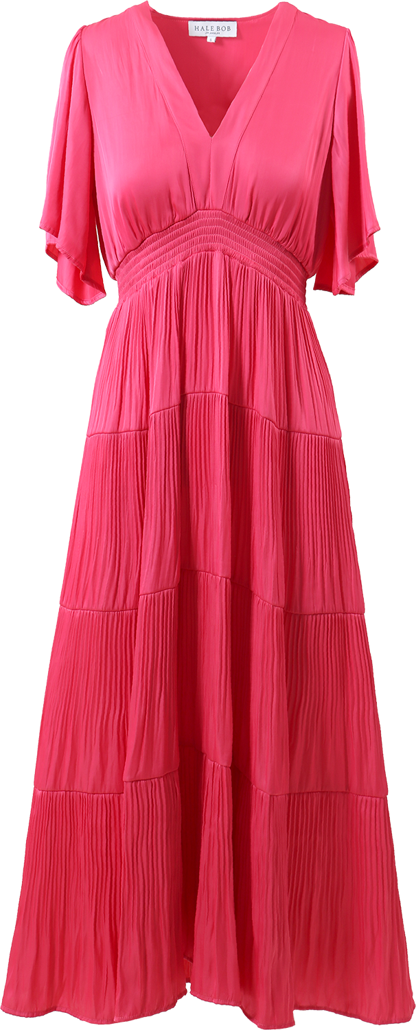 Angie Solid Dress Long - Rosa