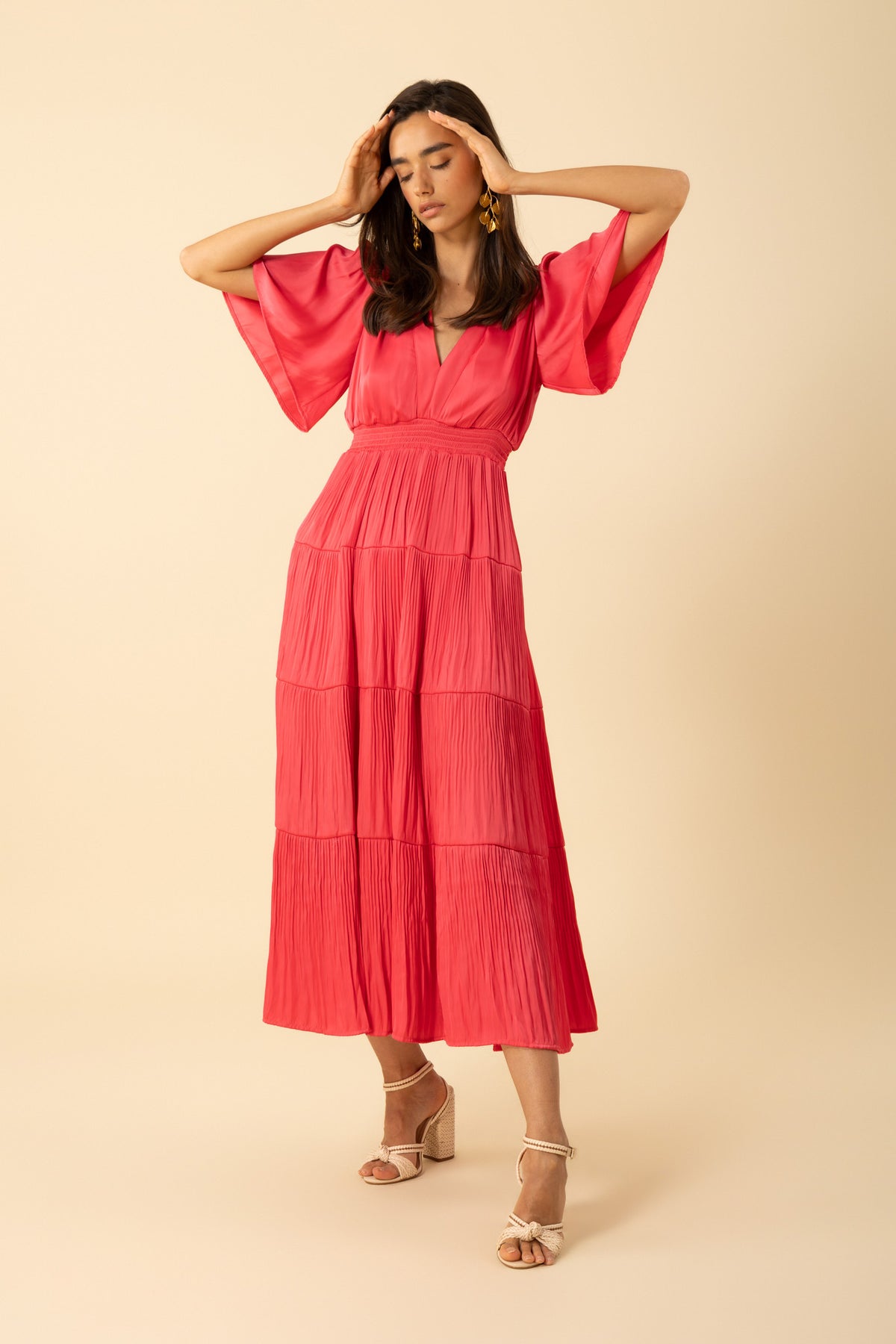 Angie Solid Dress Long - Rosa