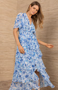 Kallie Dress W Tiered Skirt - Blå
