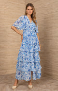 Kallie Dress W Tiered Skirt - Blå