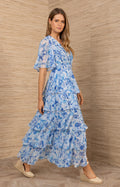 Kallie Dress W Tiered Skirt - Blå