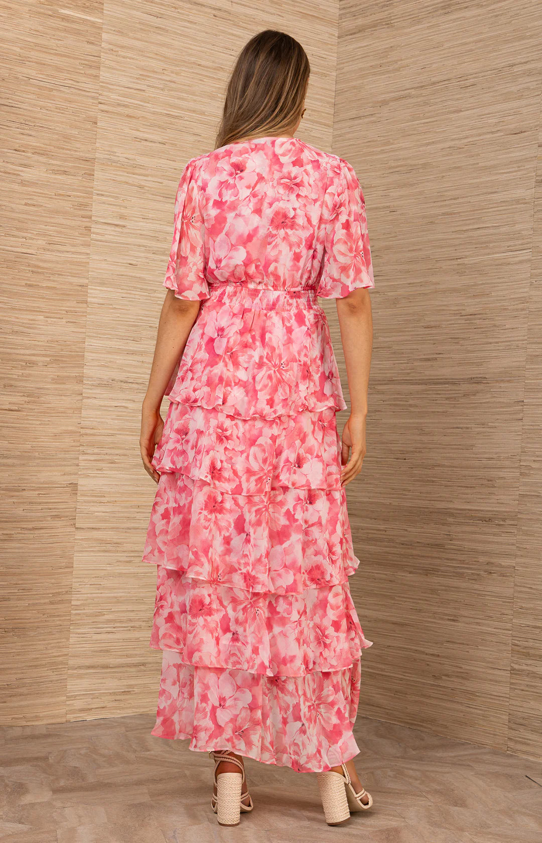 Kallie Dress W Tiered Skirt - Rosa