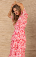 Kallie Dress W Tiered Skirt - Rosa
