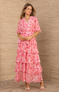 Kallie Dress W Tiered Skirt - Rosa