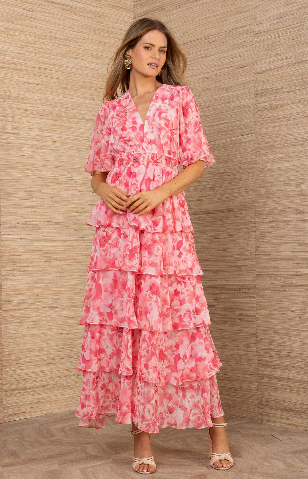 Kallie Dress W Tiered Skirt - Rosa