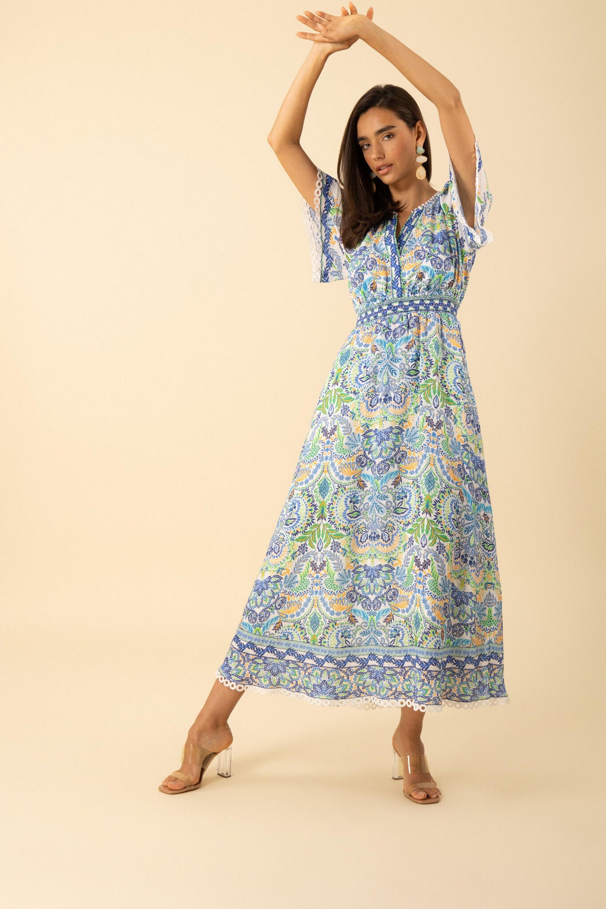 Katelyn Linen Dress Long - Blå