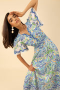 Katelyn Linen Dress Long - Blå