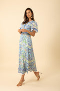 Katelyn Linen Dress Long - Blå
