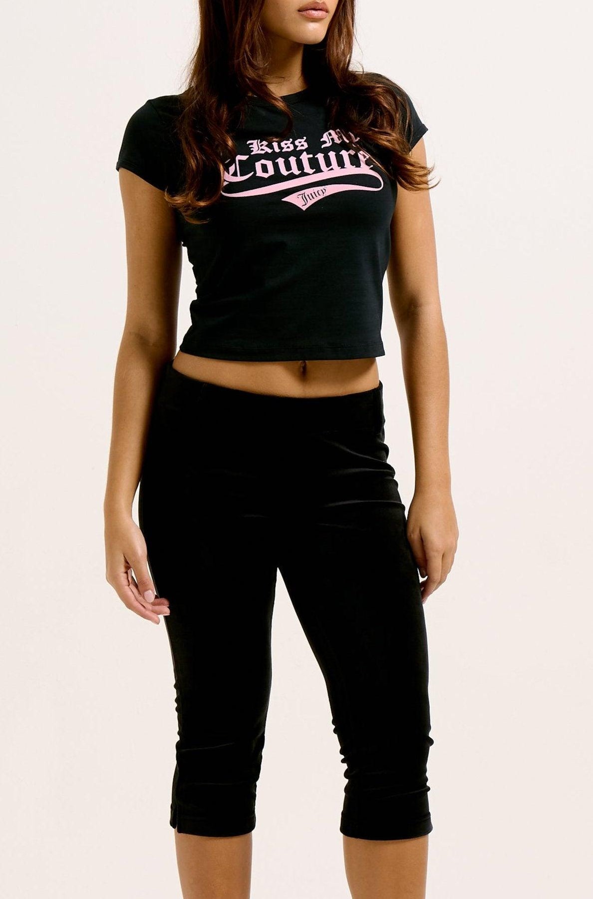 Kiss My Couture Capped Baby Sleeve T-shirt - Svart