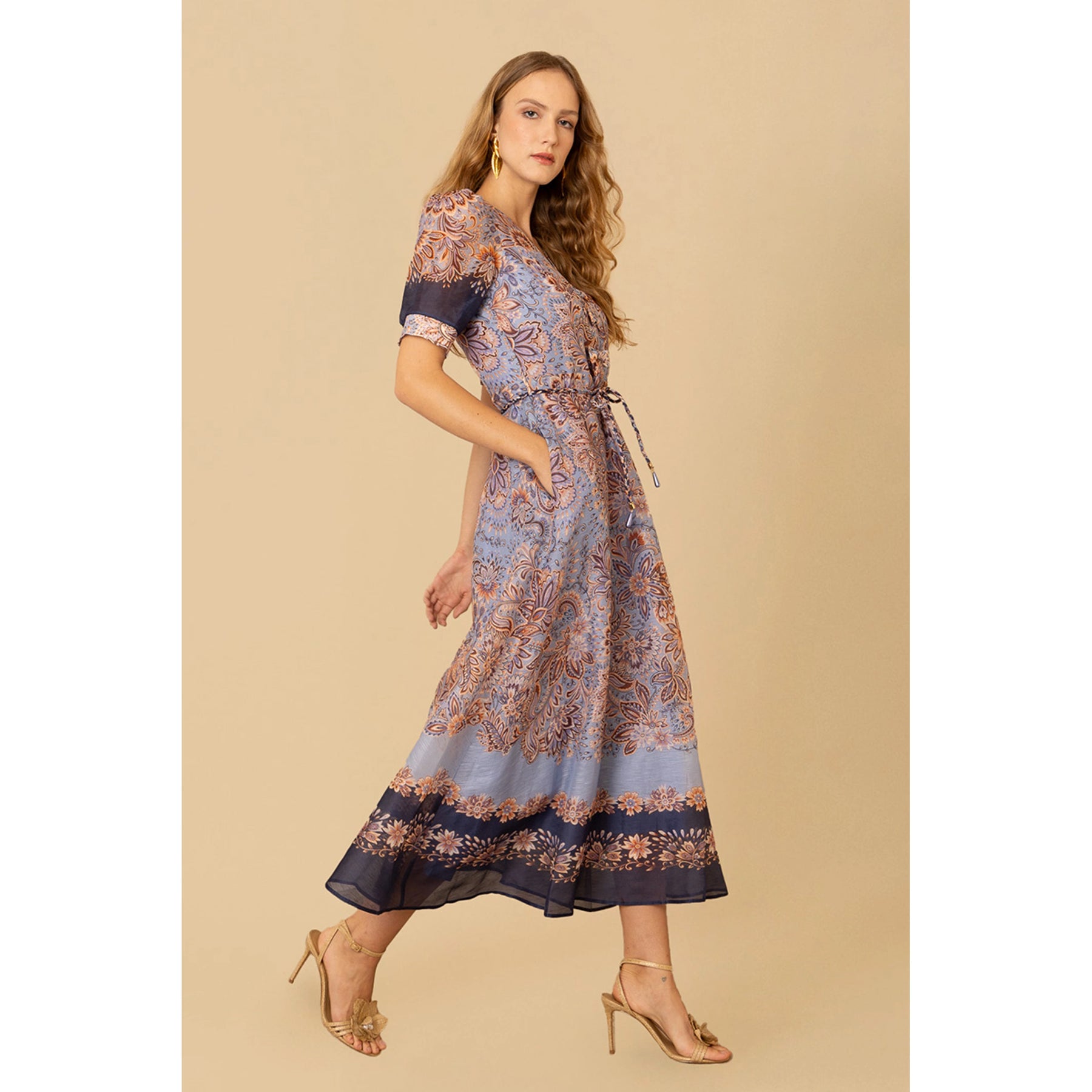 Hale Bob Aubrie Silk/Linen Longdress - Navy