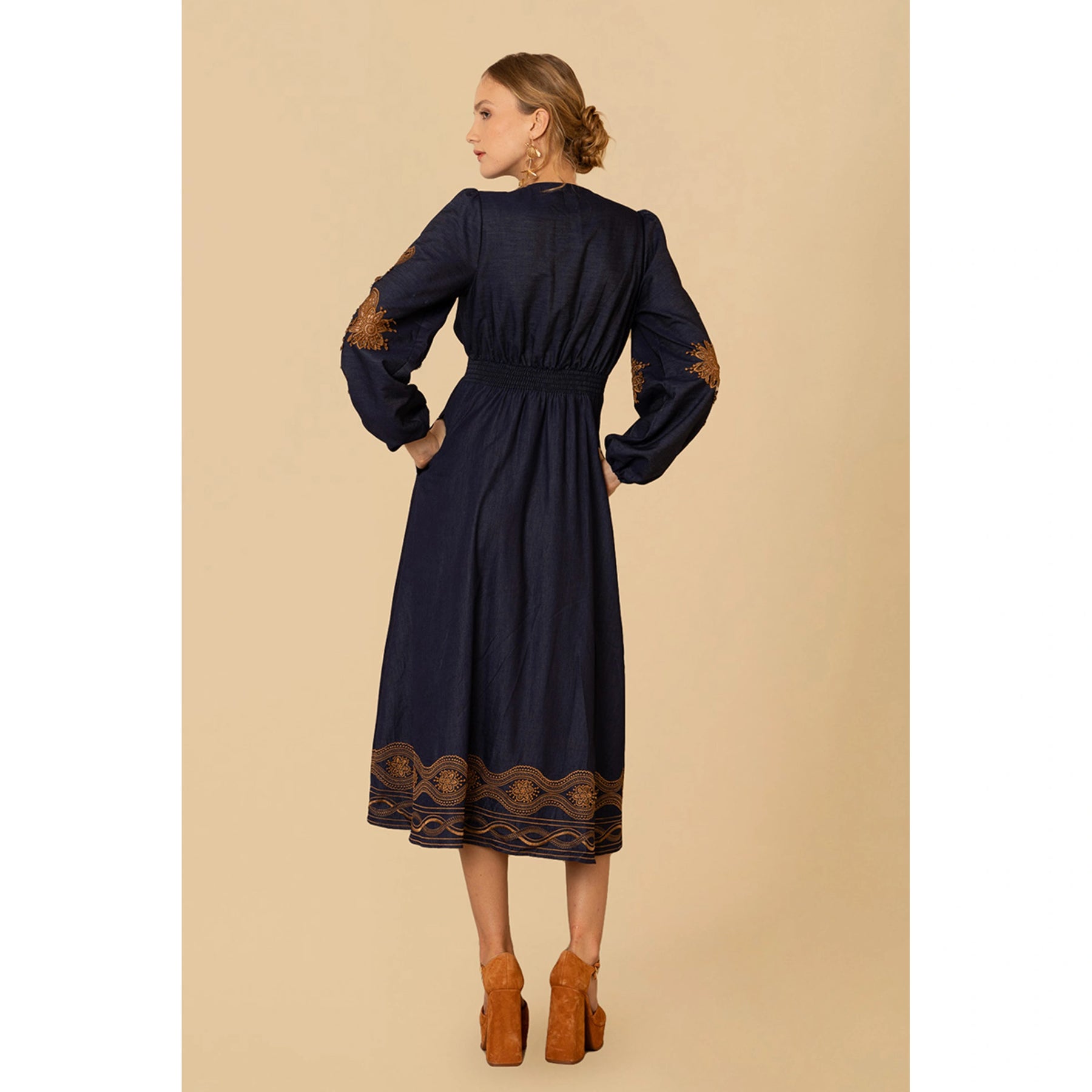 Paulina Cotton Dress - Navy