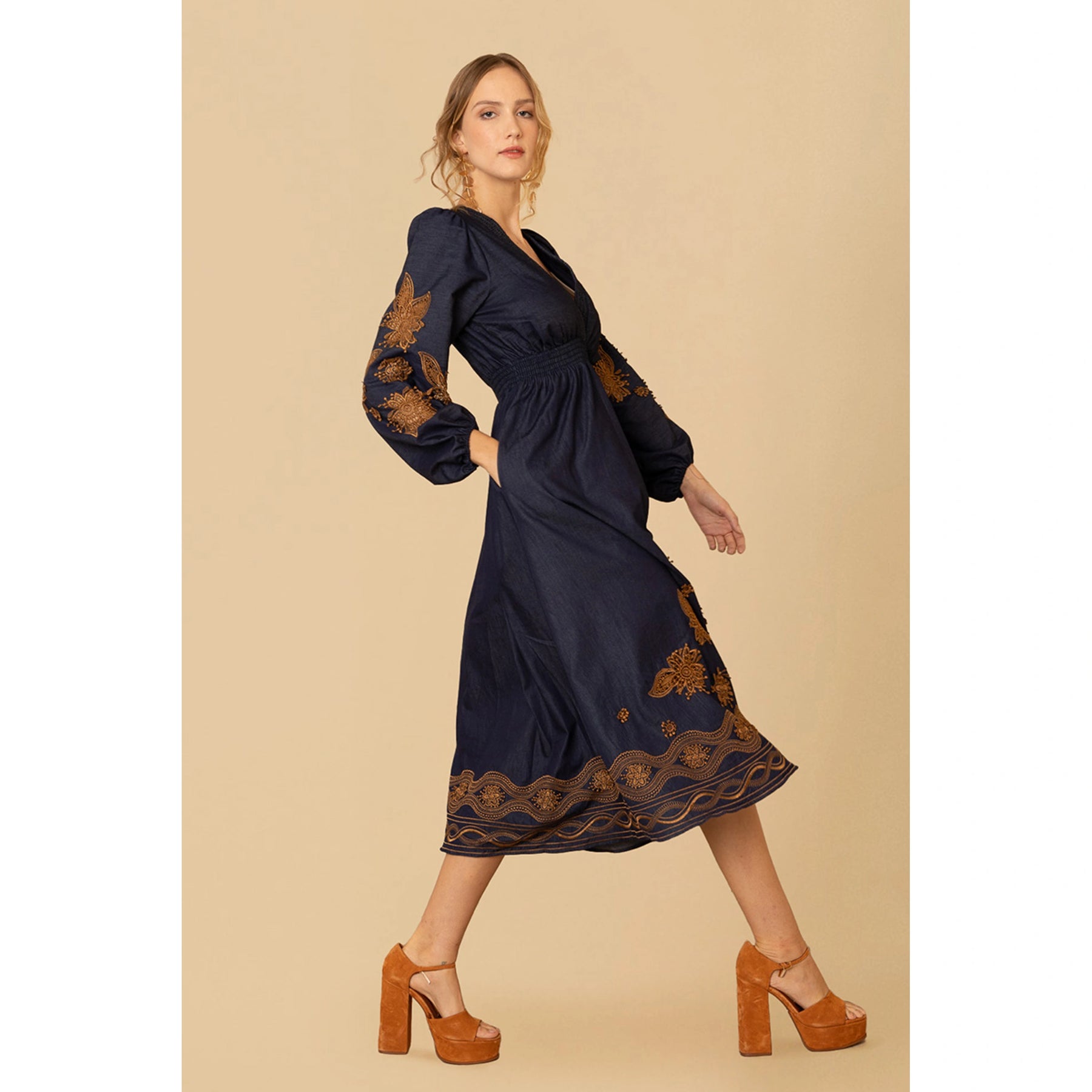 Paulina Cotton Dress - Navy