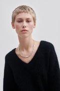 Brook Knit Oversize V-Neck - Black