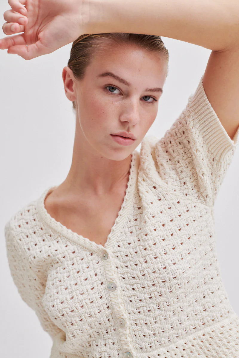 Turin Knit Cardigan - Antique White