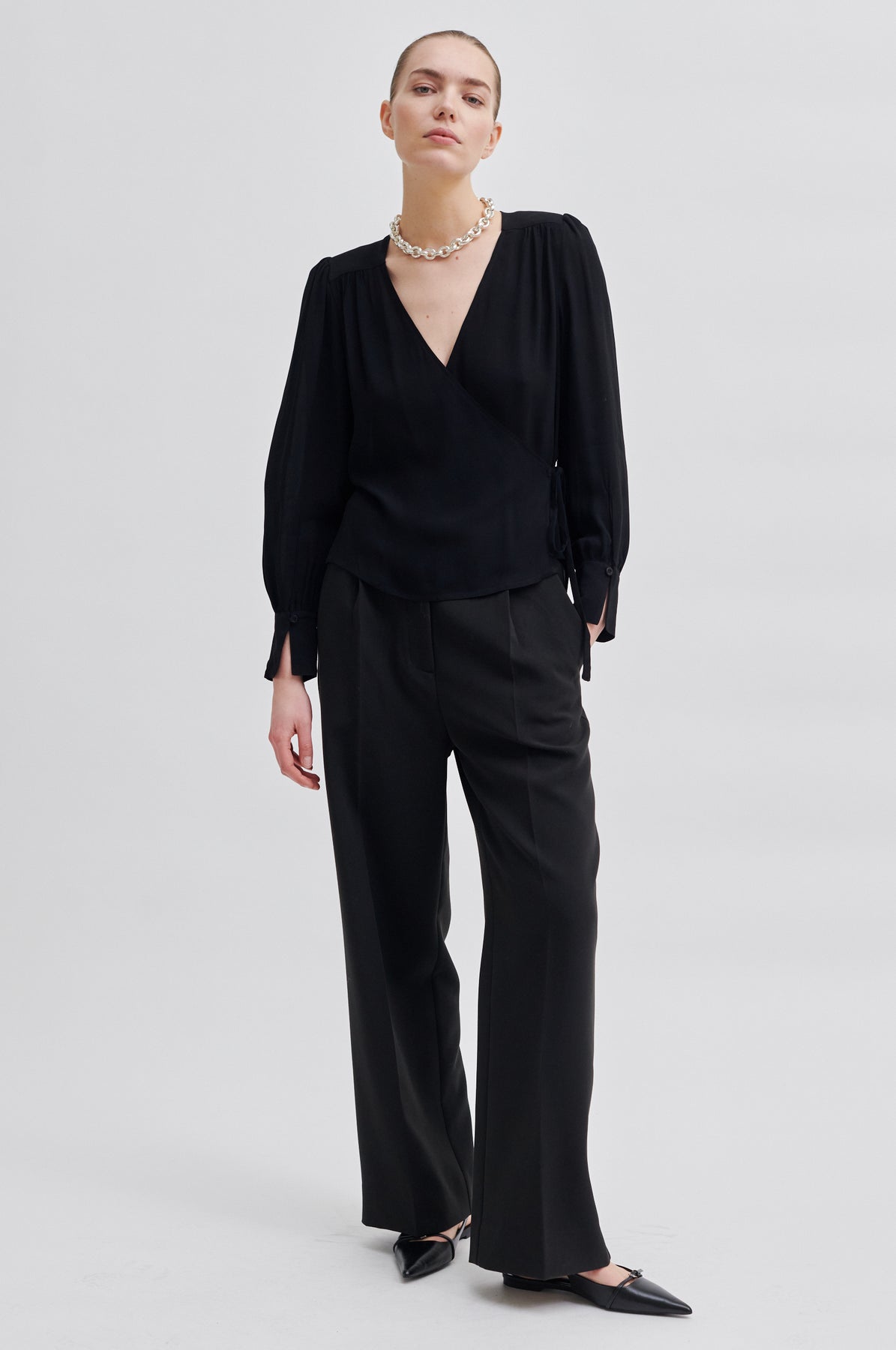Paulina Wrap Blouse - Black