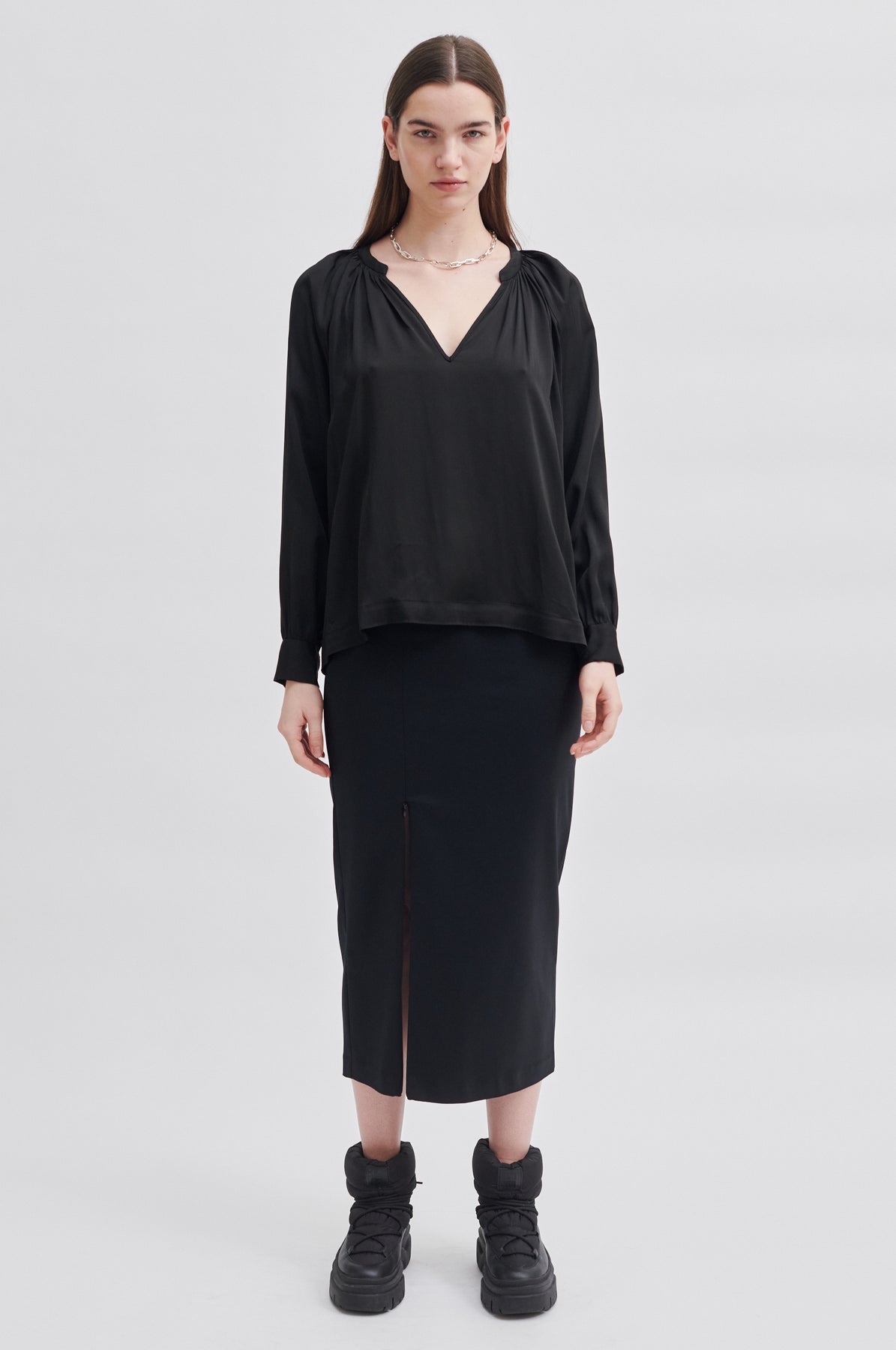 Drape Tunic Blouse - Svart