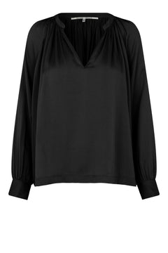 Drape Tunic Blouse - Black