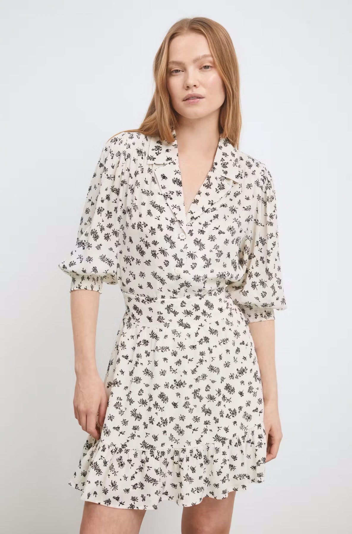 Caria Blouse - Black Dandelion Print