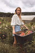Caria Blouse - Blue Branch Print