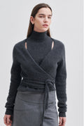 Brookline Knit Wrap T-Neck - Volcanic Ash