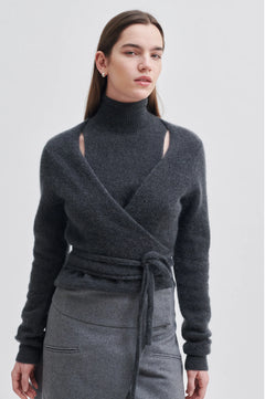 Brookline Knit Wrap T-Neck - Volcanic Ash