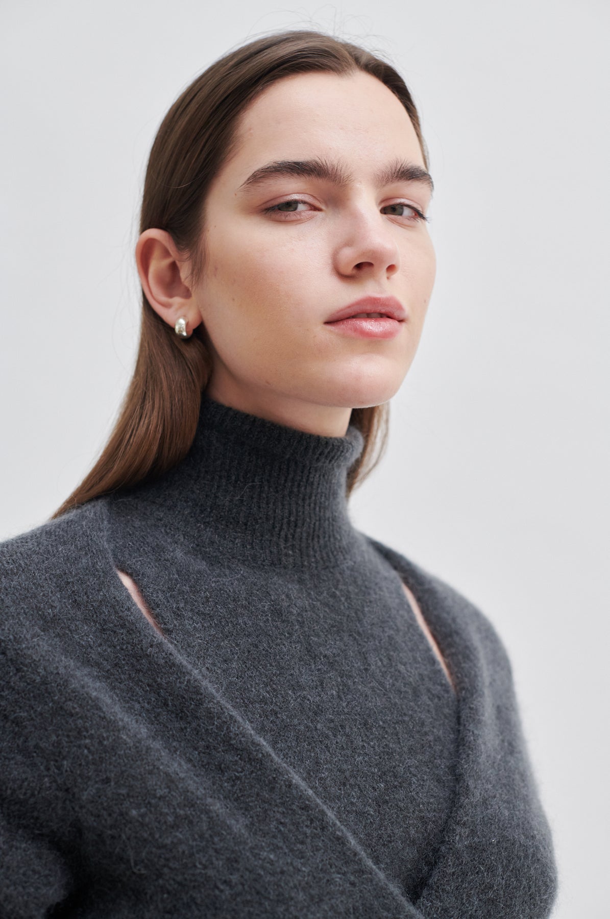 Brookline Knit Wrap T-Neck - Volcanic Ash