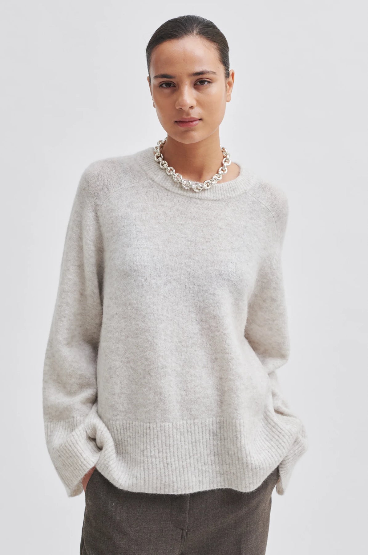 Brookline Knit Raglan O-Neck - Moonbeam