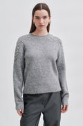 Sparkling Knit O-Neck - Grey Melange
