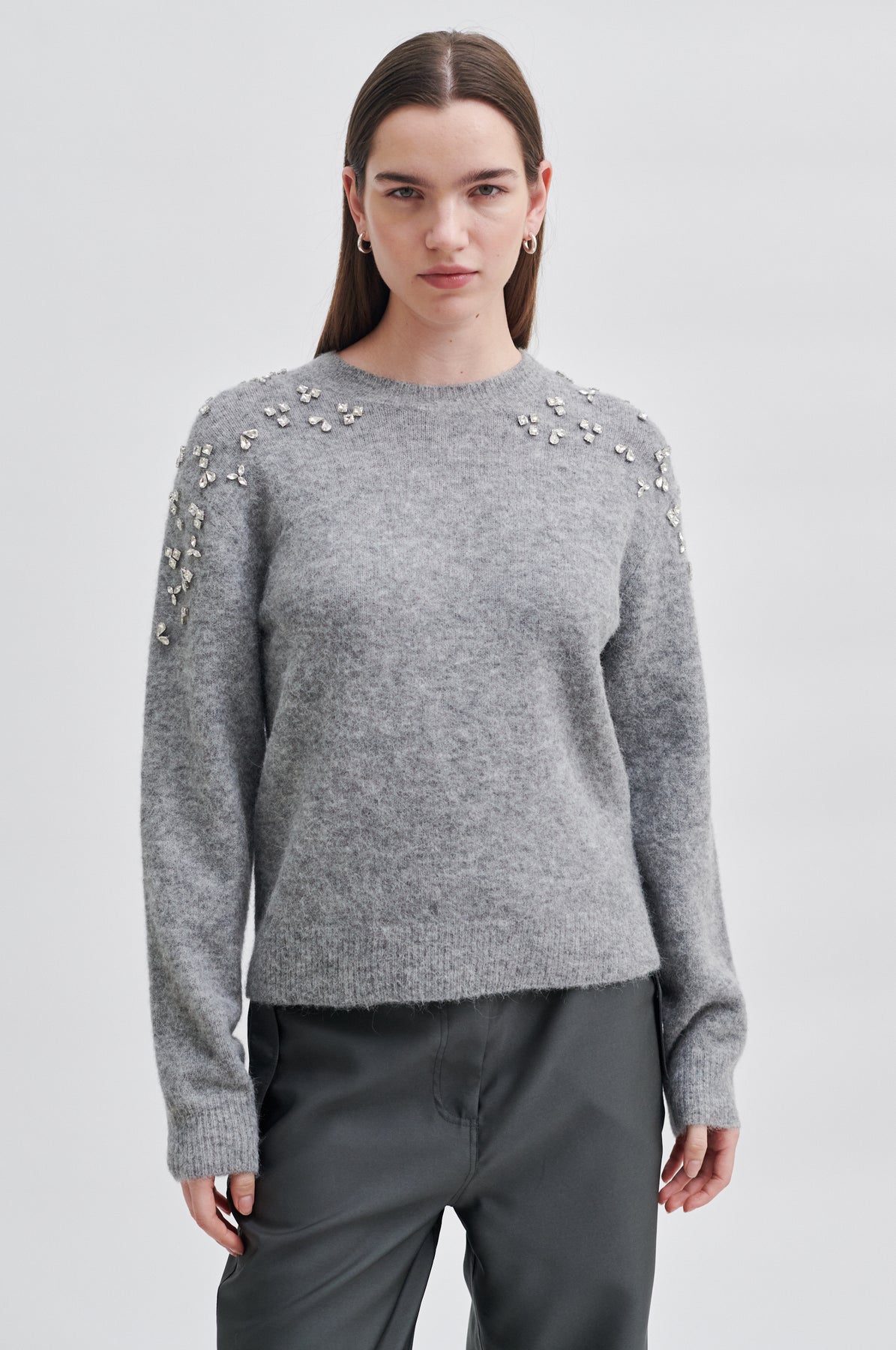 Sparkling Knit O-Neck - Grey Melange