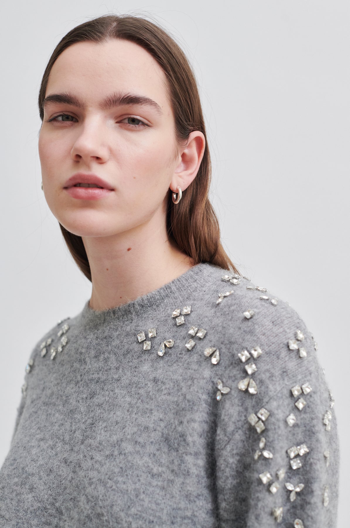 Sparkling Knit O-Neck - Grey Melange