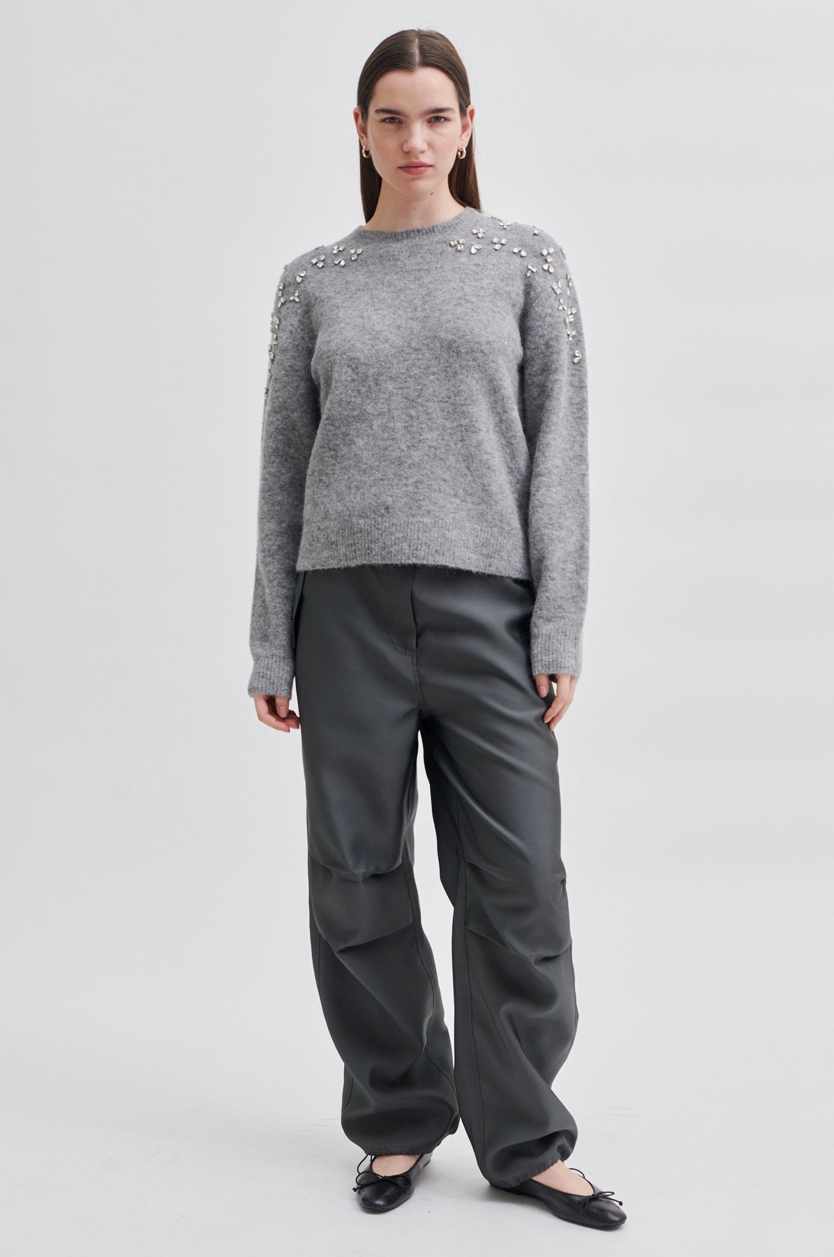 Sparkling Knit O-Neck - Grey Melange