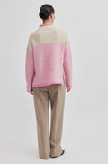 Herrin Knit Stripe T-Neck - Begonia Pink