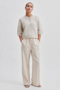 Andrea Knit Rib Cardigan - Pumice Stone