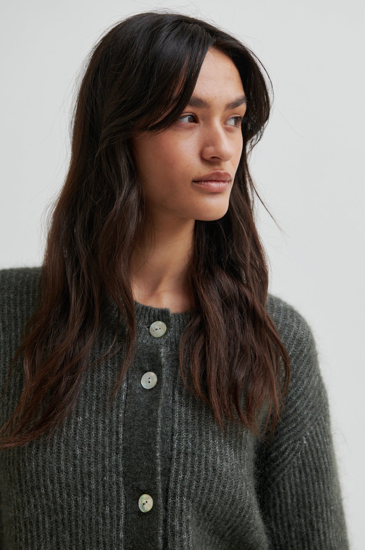 Andrea Knit Rib Kofta - Beluga