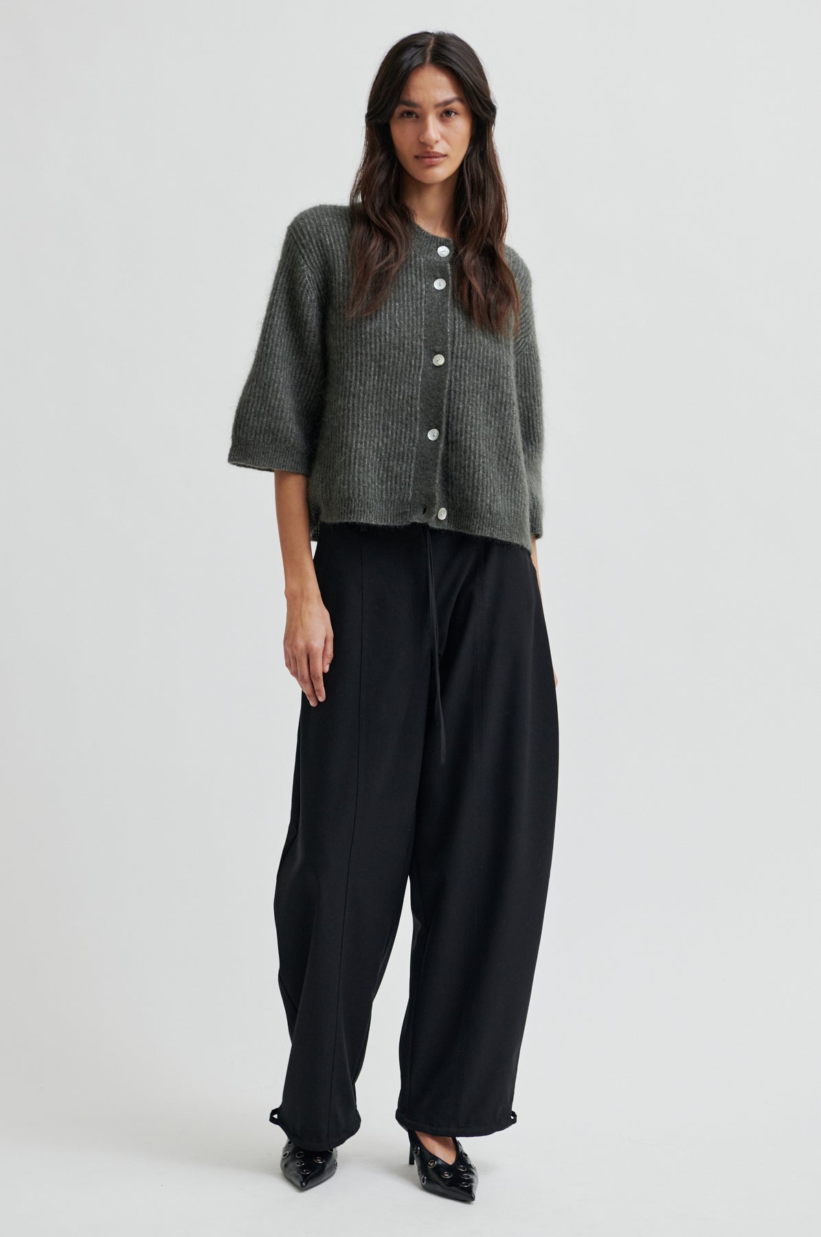 Andrea Knit Rib Kofta - Beluga