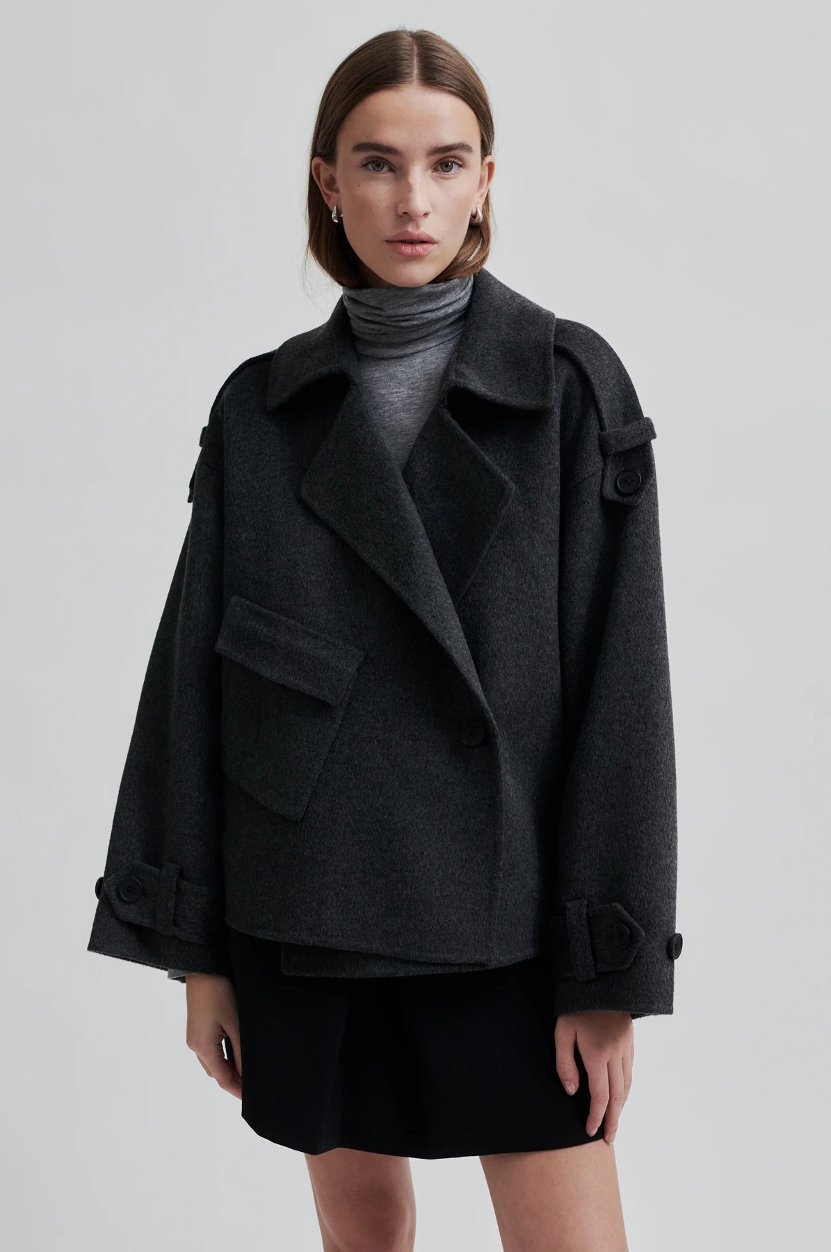 Walance Short Jacket - Dark Grey Melange