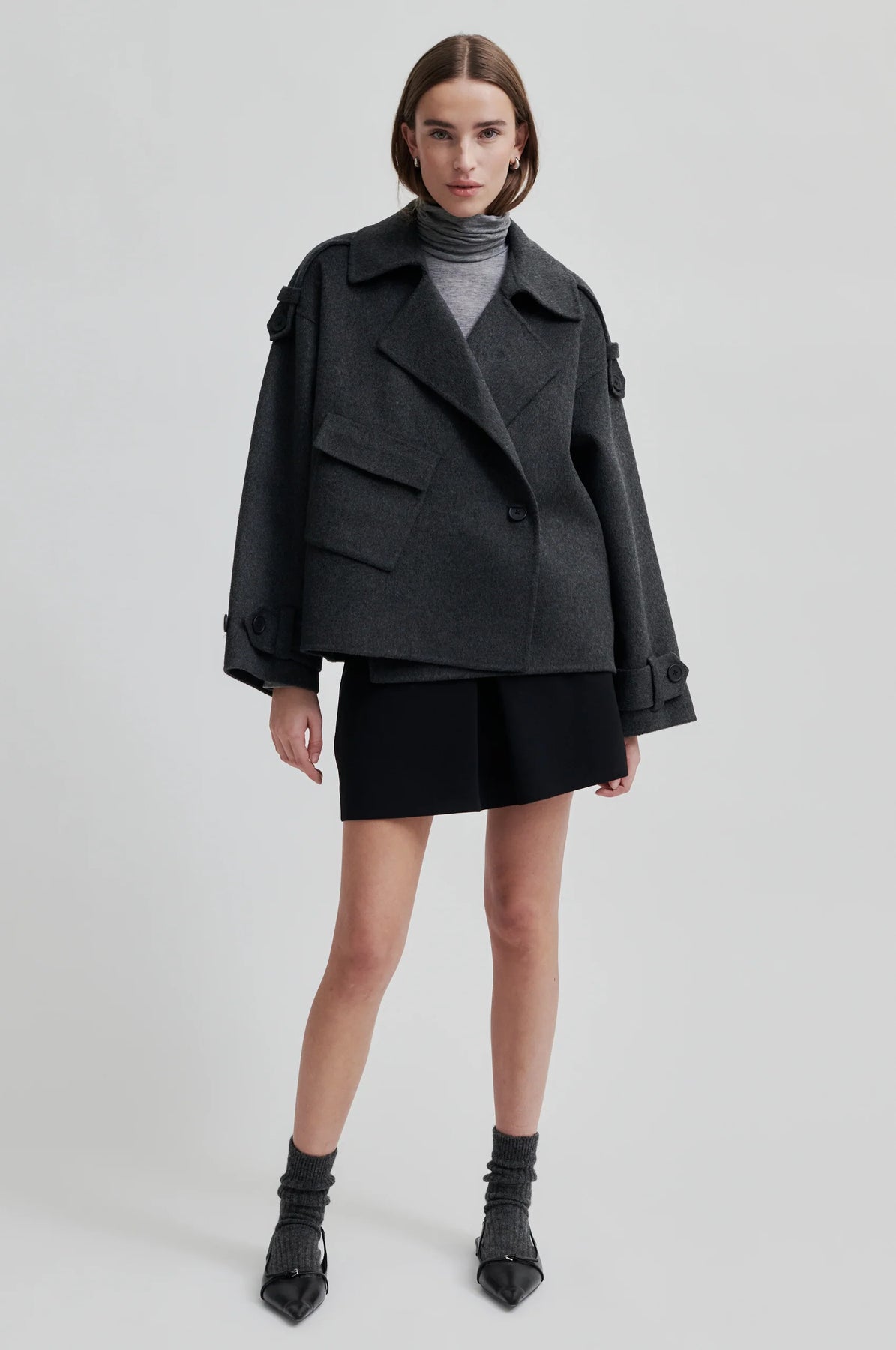 Walance Short Jacket - Dark Grey Melange