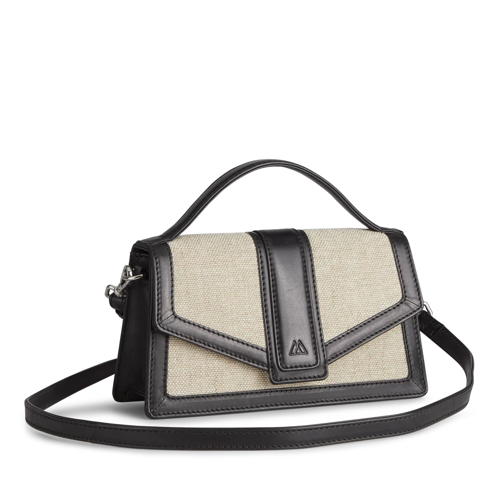 Zoe Crossbody Bag Canvas Mix - Black / Offwhite