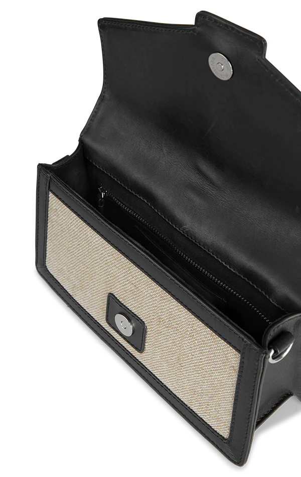 Zoe Crossbody Bag Canvas Mix - Black / Offwhite