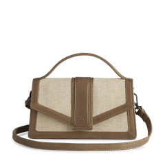 Zoe Crossbody Bag Canvas Mix - Caramel / Offwhite