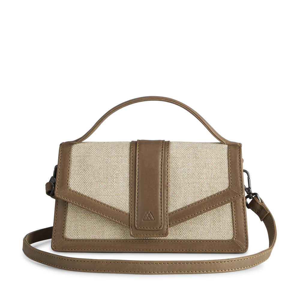 Zoe Crossbody Bag Canvas Mix - Caramel / Offwhite