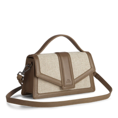 Zoe Crossbody Bag Canvas Mix - Caramel / Offwhite