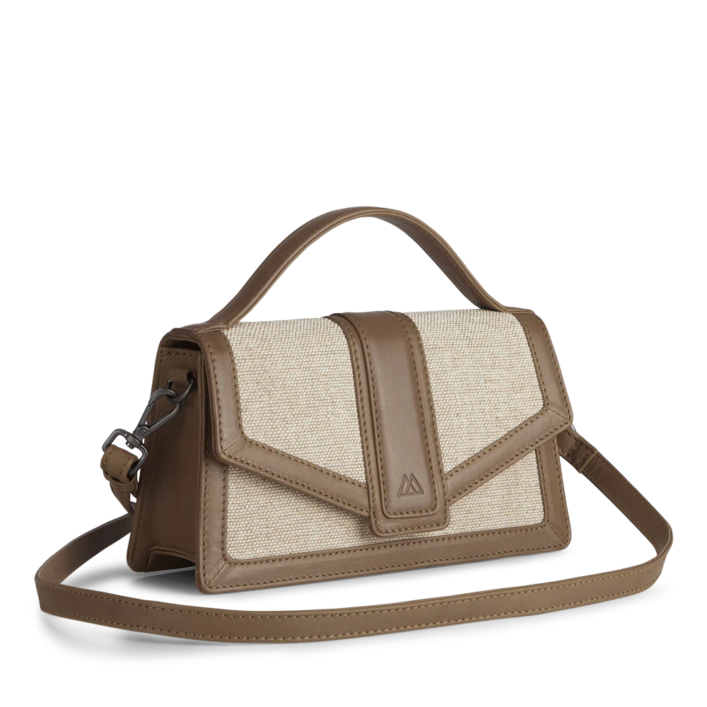 Zoe Crossbody Bag Canvas Mix - Caramel / Offwhite