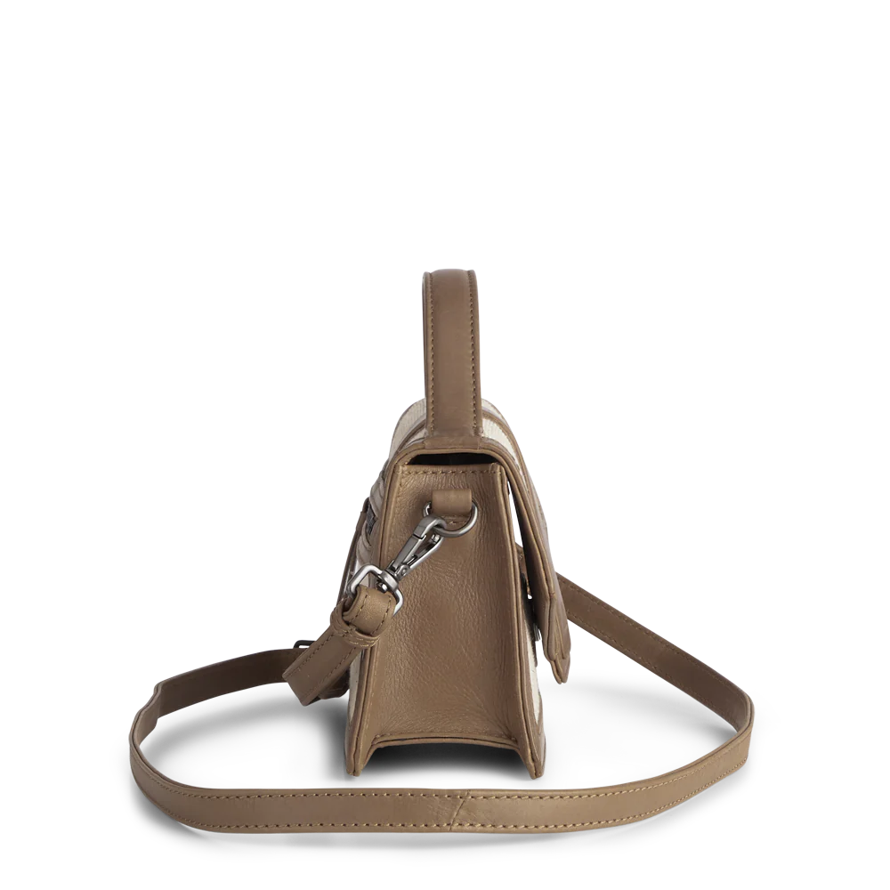 Zoe Crossbody Bag Canvas Mix - Caramel / Offwhite