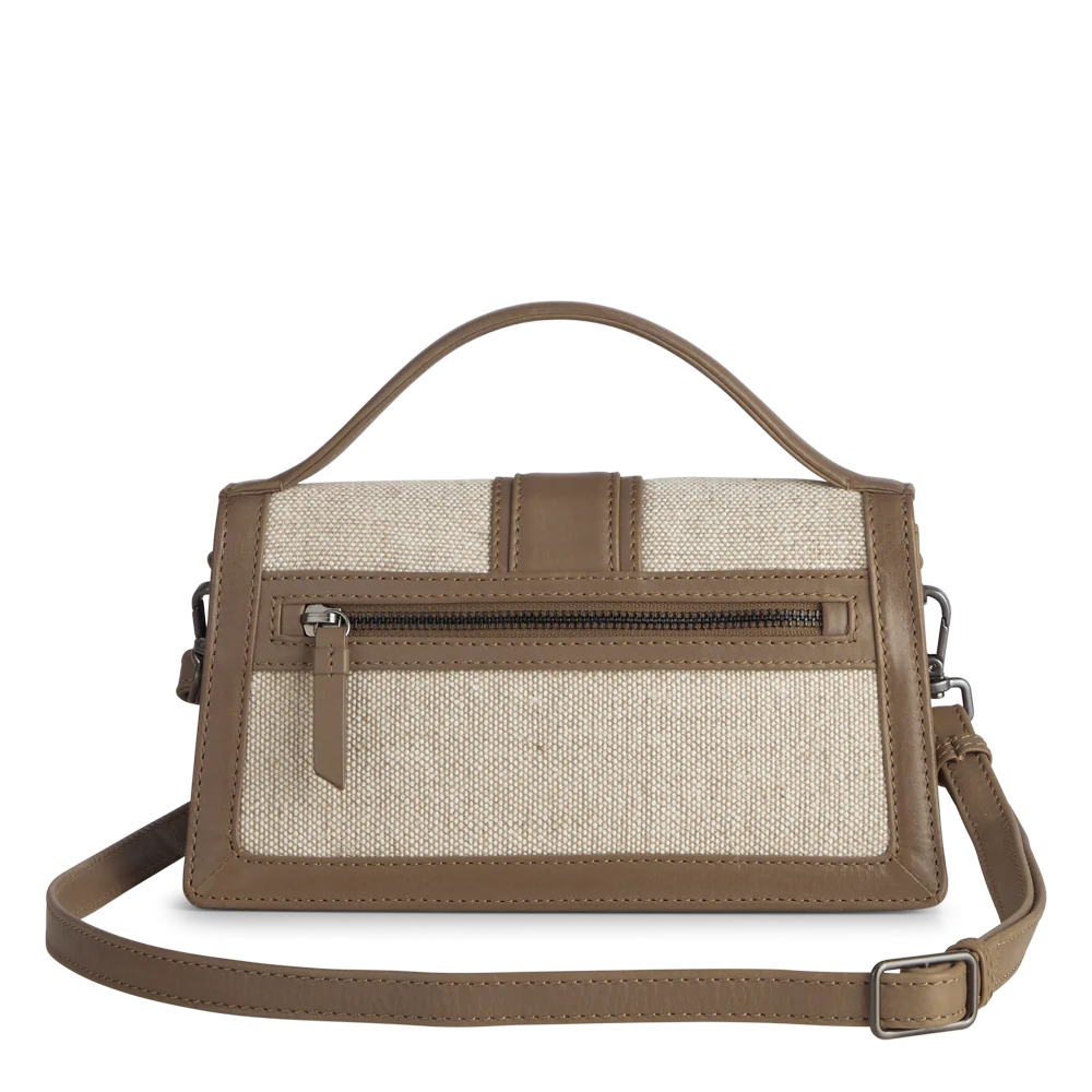 Zoe Crossbody Bag Canvas Mix - Caramel / Offwhite
