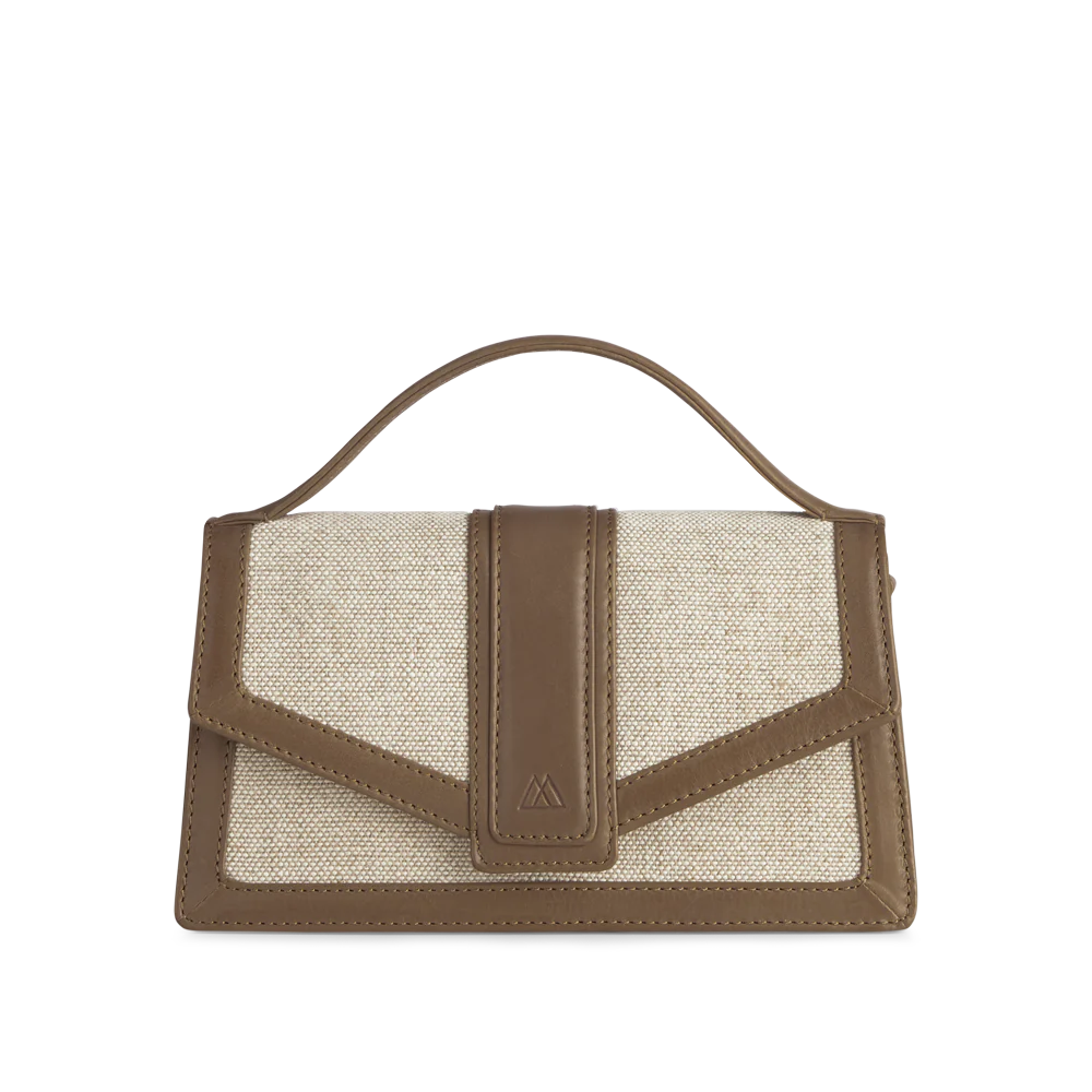 Zoe Crossbody Bag Canvas Mix - Caramel / Offwhite