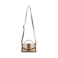 Zoe Crossbody Bag Canvas Mix - Caramel / Offwhite