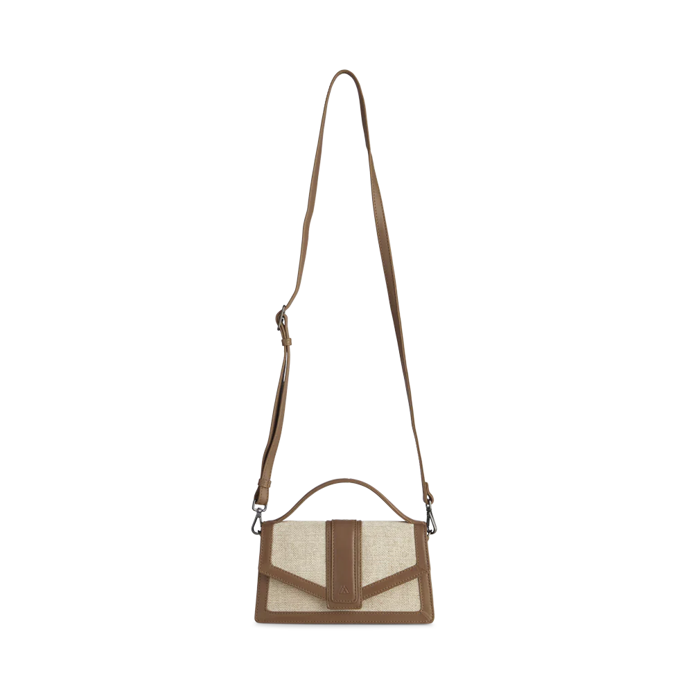 Zoe Crossbody Bag Canvas Mix - Caramel / Offwhite