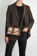 Zoe Crossbody Bag Canvas Mix - Caramel / Offwhite