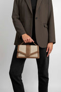 Zoe Crossbody Bag Canvas Mix - Caramel / Offwhite